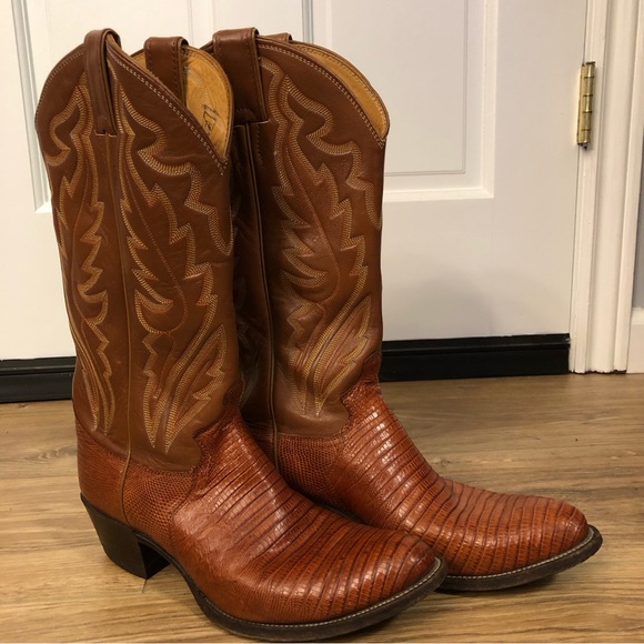 Vintage Justin, bottes de cowboy en autruche pleine plume
